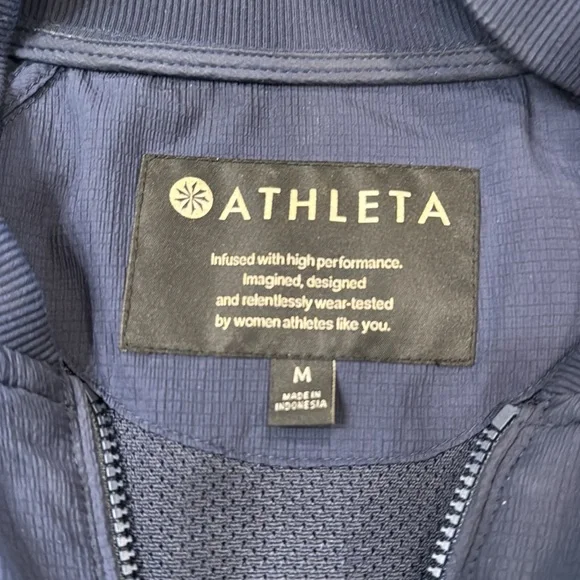 ATHLETA Women’s Bomber Jacket Navy Blue Size M - Picture 5 of 7